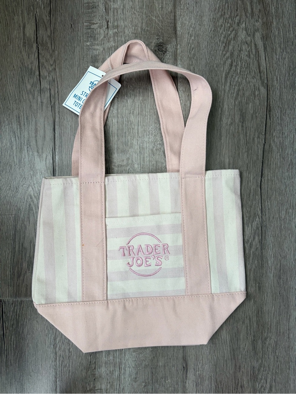 Trader Joe's Pink Striped Canvas Tote